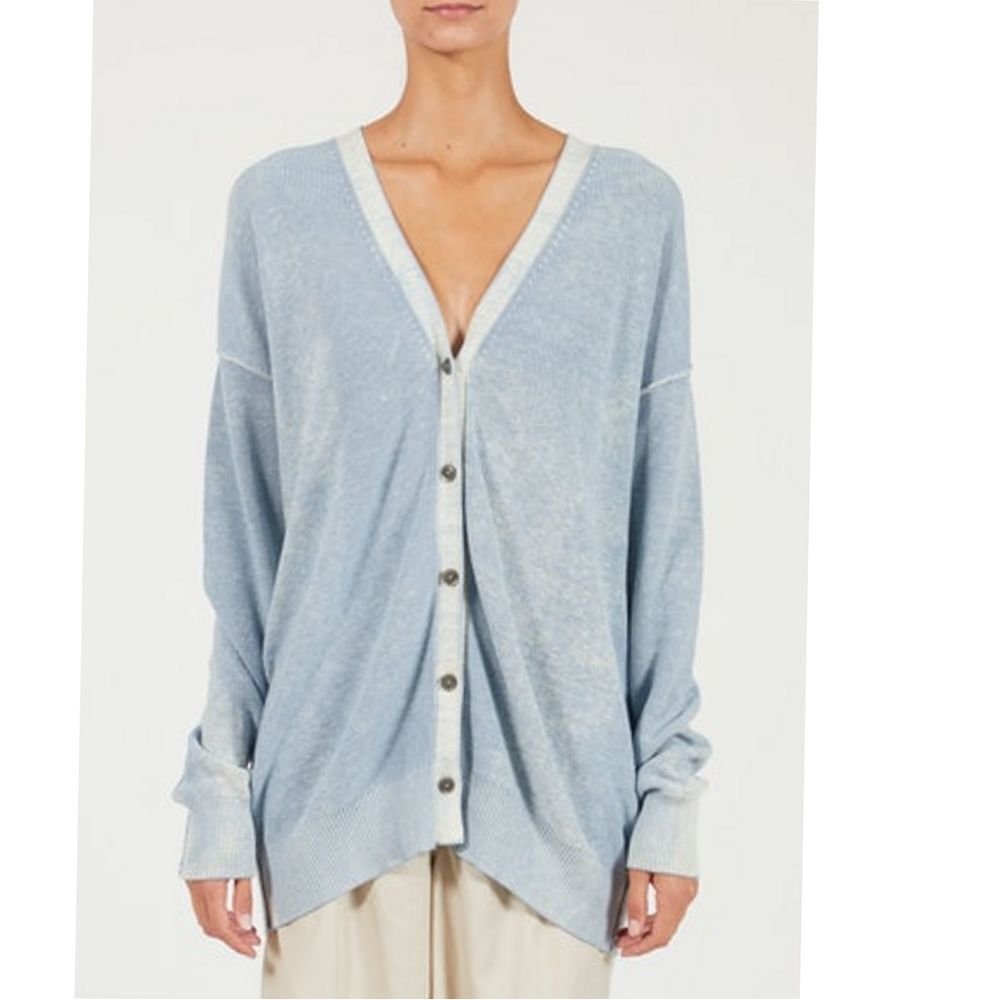 ATM Anthony Thomas Melillo Blue Cotton Cashmere Oversized Cardigan AW8539-YY5 y1